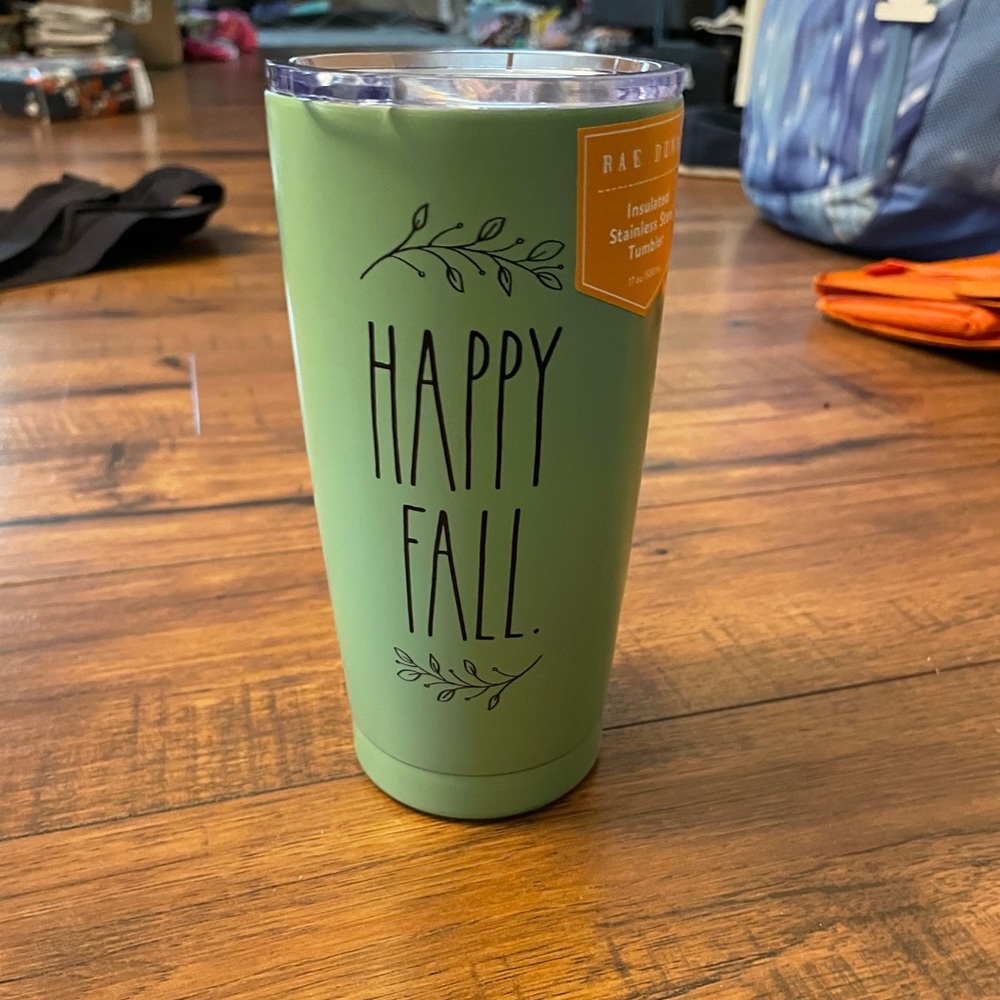 Rae Dunn Green Happy Fall Stainless Steel Tumbler